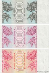 100000, 500000 et 1000000 Kuponi Lot GEORGIEN  1994 P.48A, P.51 et P.52 fST+