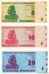 5 au 20 Dollars Lot ZIMBABWE  2009 P.93 au P.95 NEUF