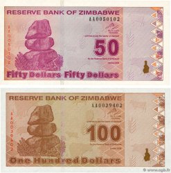 50 Dollars Lot ZIMBABWE  2009 P.96 et P.97 q.FDC