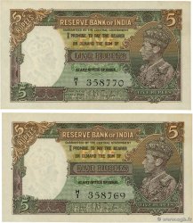 5 Rupees Consécutifs INDIA
  1937 P.018a SPL+