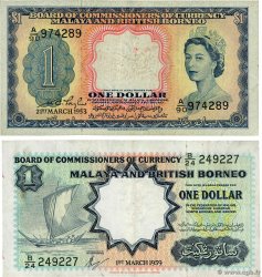 1 Dollar Lot MALAYA and BRITISH BORNEO  1953 P.01a et P.08A F+