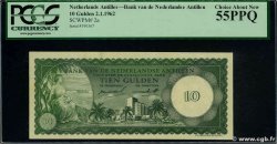 10 Gulden NETHERLANDS ANTILLES  1962 P.02a fST