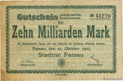 10 Milliarden Mark ALLEMAGNE Passau 1923 