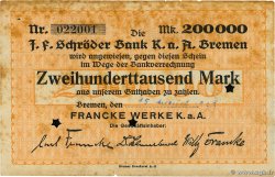 200000 Mark Annulé DEUTSCHLAND Bremen 1923 