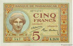 5 Francs MADAGASCAR  1937 P.035 SC+