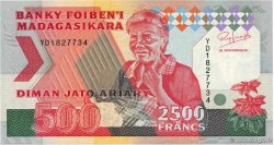 2500 Francs - 500 Ariary MADAGASCAR  1993 P.072Aa