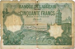 50 Francs ALGERIA  1933 P.080a