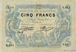 5 Francs ALGERIA  1915 P.071a VF