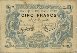 5 Francs ALGERIEN  1917 P.071b SGE