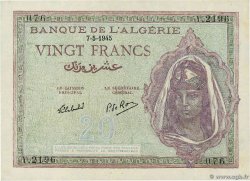 20 Francs ALGÉRIE  1945 P.092b