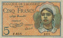 5 Francs ALGÉRIE  1944 P.094a TB+