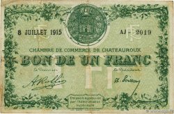 1 Franc FRANCE regionalism and various Chateauroux 1915 JP.046.07