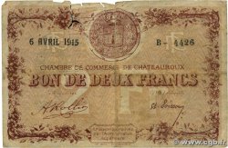 2 Francs FRANCE Regionalismus und verschiedenen Chateauroux 1915 JP.046.04