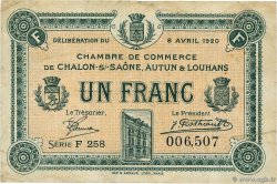 1 Franc FRANCE regionalism and miscellaneous Châlon-Sur-Saône, Autun et Louhans 1920 JP.042.26