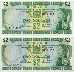 2 Dollars Lot FIJI  1974 P.072b et c UNC-