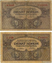 10 Korun Lot CZECHOSLOVAKIA  1919 P.008a G