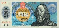 20 Korun CZECHOSLOVAKIA  1988 P.095a UNC