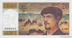 20 Francs DEBUSSY Petit numéro FRANCE  1980 F.66.01A1 UNC-