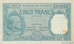 20 Francs BAYARD FRANCE  1917 F.11.02 VF