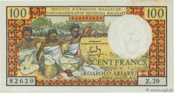 100 Francs - 20 Ariary MADAGASCAR  1966 P.057a SC+