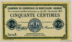 50 Centimes Non émis FRANCE régionalisme et divers Montluçon, Gannat 1917 JP.084.29var NEUF