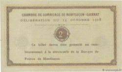 2 Francs Non émis FRANCE regionalism and various Montluçon, Gannat 1918 JP.084.49var AU