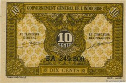 10 Cents INDOCINA FRANCESE  1942 P.089a