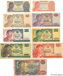 1 à 10000 Rupiah Lot INDONESIA  1968 P.102 à P.109 et P.112 MB