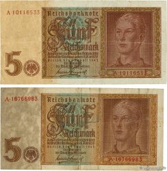 5 Reichsmark Lot GERMANY  1942 P.186a