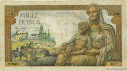 1000 Francs DÉESSE DÉMÉTER FRANKREICH  1943 F.40.15 SGE