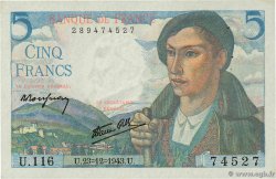 5 Francs BERGER FRANCE  1943 F.05.05 SUP