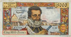 5000 Francs HENRI IV FRANCE  1957 F.49.04 TB