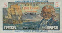 5 Francs Bougainville SAN PEDRO Y MIGUELóN  1946 P.22 SC+