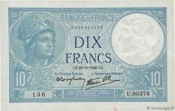 10 Francs MINERVE modifié FRANCIA  1940 F.07.22 MBC