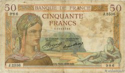 50 Francs CÉRÈS FRANKREICH  1935 F.17.14