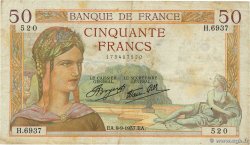 50 Francs CÉRÈS modifié FRANCE  1937 F.18.03 F