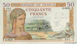 50 Francs CÉRÈS modifié FRANCE  1938 F.18.15 XF