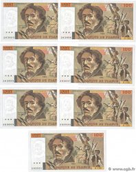 100 Francs DELACROIX imprimé en continu Consécutifs FRANCIA  1991 F.69bis.04a