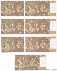 100 Francs DELACROIX imprimé en continu Consécutifs FRANCIA  1991 F.69bis.04a SC+