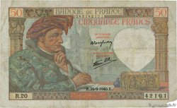 50 Francs JACQUES CŒUR FRANKREICH  1940 F.19.03 fS