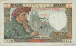 50 Francs JACQUES CŒUR FRANCE  1942 F.19.20 TB+