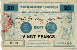 20 Francs FRANCE regionalism and various Valenciennes 1916 JP.59-2572 XF+