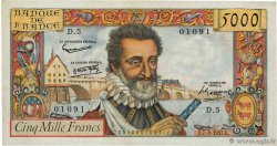 5000 Francs HENRI IV FRANKREICH  1957 F.49.01 SS