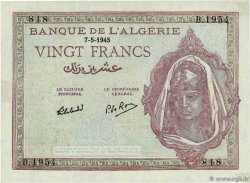 20 Francs ALGERIA  1951 P.092b