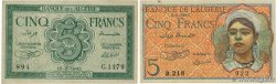 5 Francs Lot ALGERIA  1942 P.091 et P.094a BB