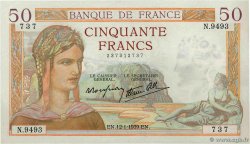 50 Francs CÉRÈS modifié FRANCE  1939 F.18.20 SUP