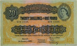 20 Shillings - 1 Pound EAST AFRICA (BRITISH)  1955 P.35 VF-