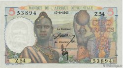 5 Francs FRENCH WEST AFRICA  1943 P.36