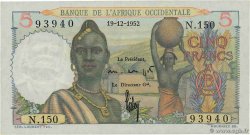 5 Francs FRENCH WEST AFRICA  1952 P.36 UNC-