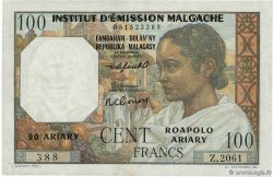 100 Francs - 20 Ariary MADAGASCAR  1961 P.052 SPL+